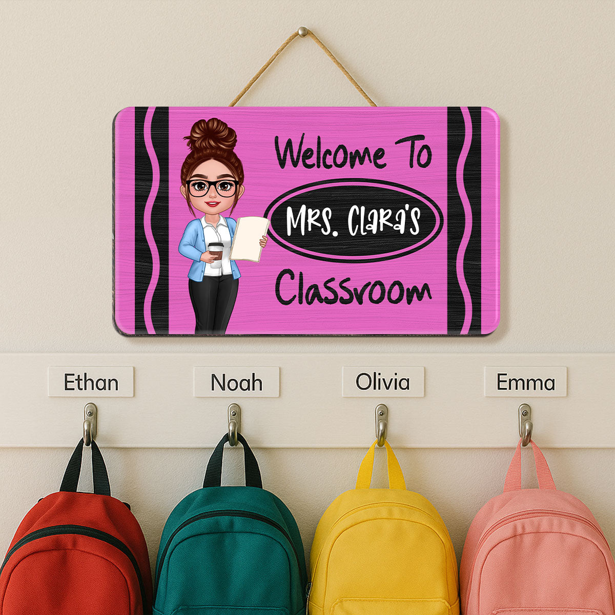 Teacher Crayon Welcome To Classroom Personalized Wood Sign