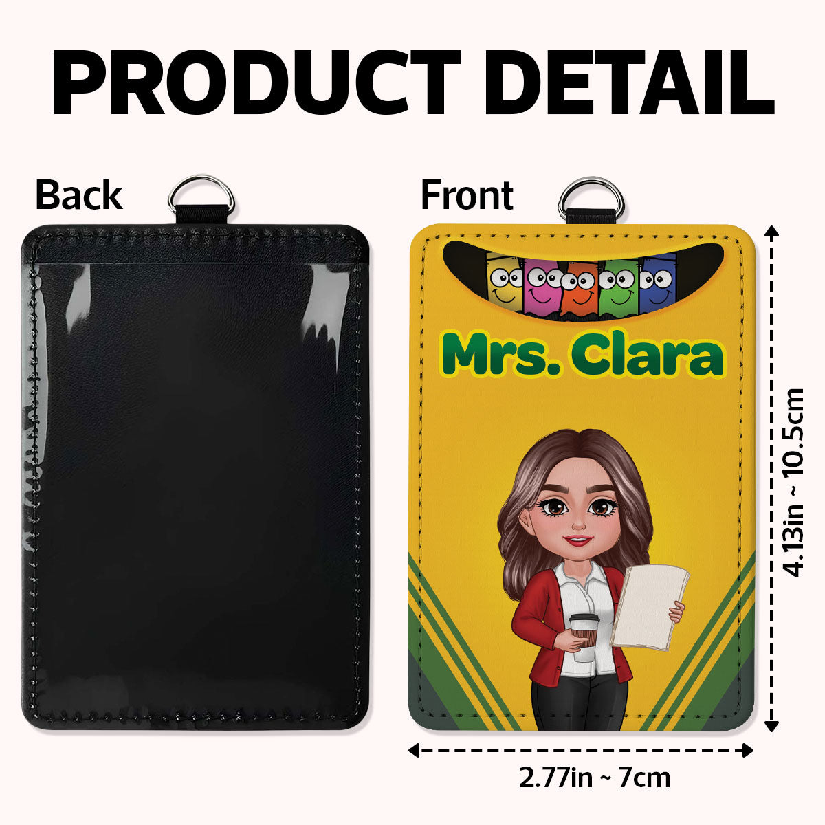 Crayon Box Themed Teacher Name Personalized ID Badge Holder, Back To School Gift