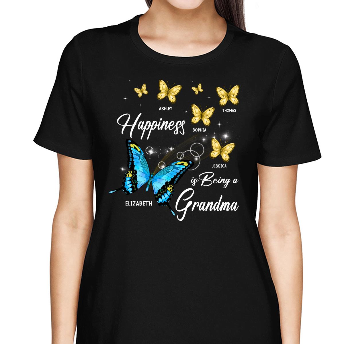 Happiness Is Being Grandma Butterflies Personalized Shirt