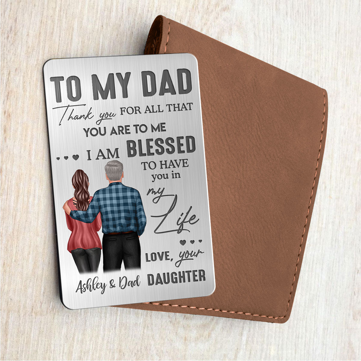 To My Dad From Daughter Son Personalized Metal Wallet Card