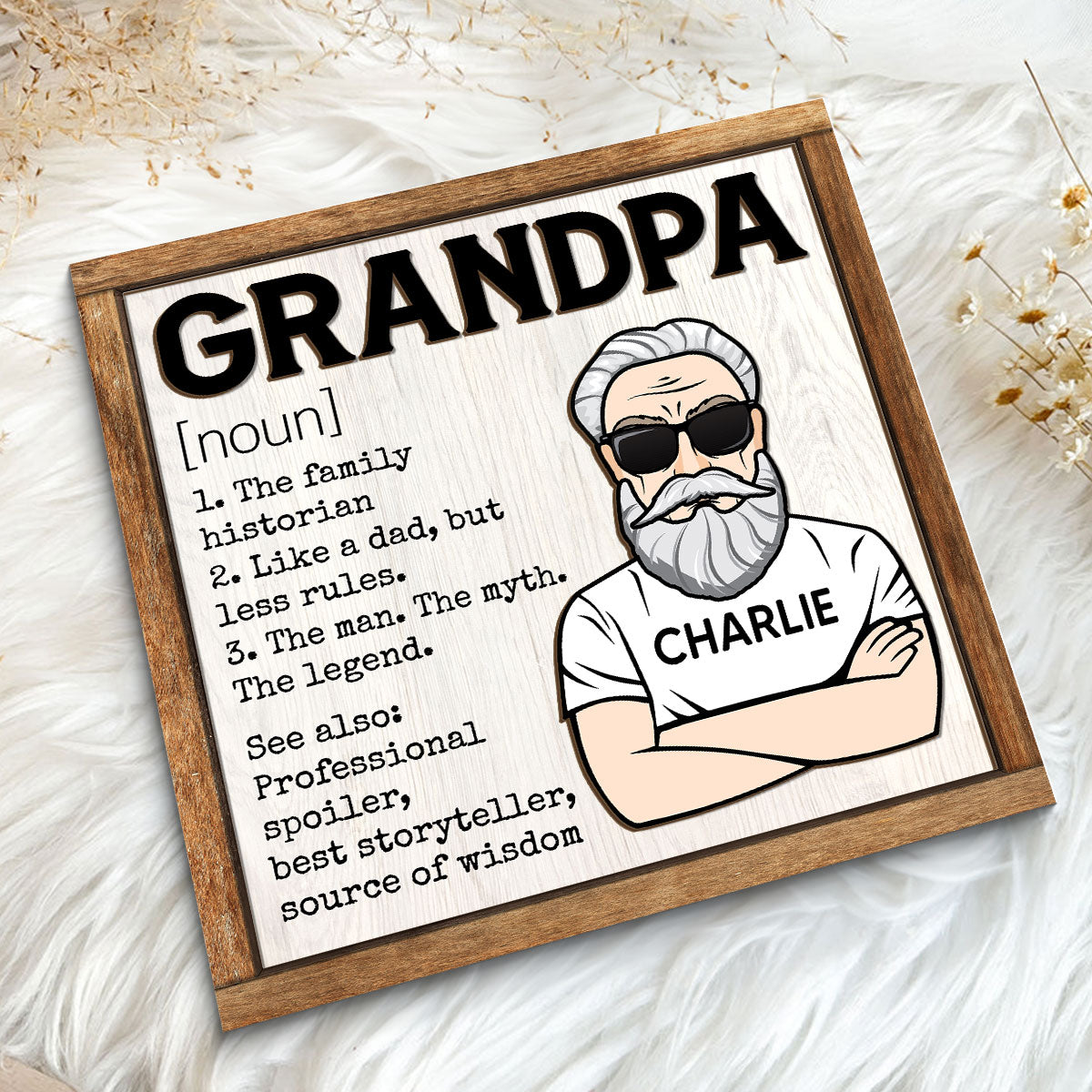 Grandpa Definition Personalized 2-Layer Wooden Plaque