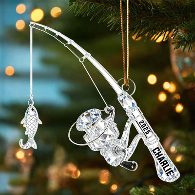 Fishing Rod - Personalized Acrylic Ornament - Christmas Gift for Fishing Lover