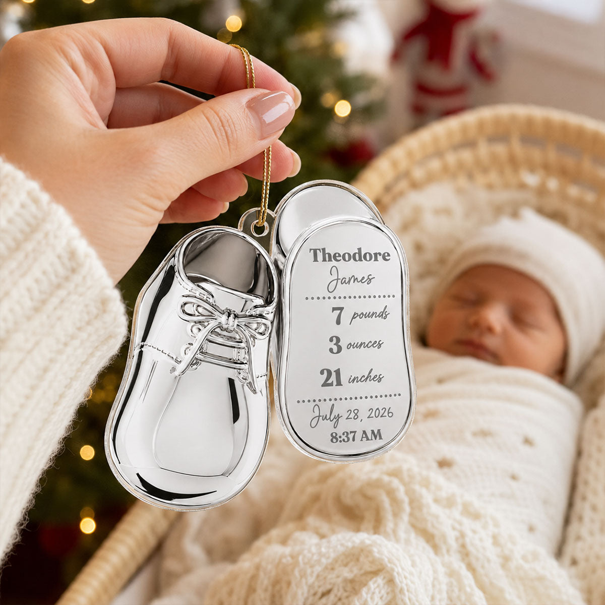 Baby Birth Stats 2D Flat - Personalized Acrylic Ornament - Newborn Christmas Gift for Mom, Dad