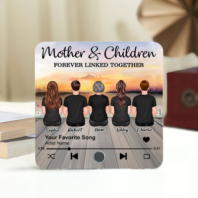 Mother & Daughters Sons Forever Linked Together Personalized Music Fridge Magnet, Heartfelt Gift For Mom
