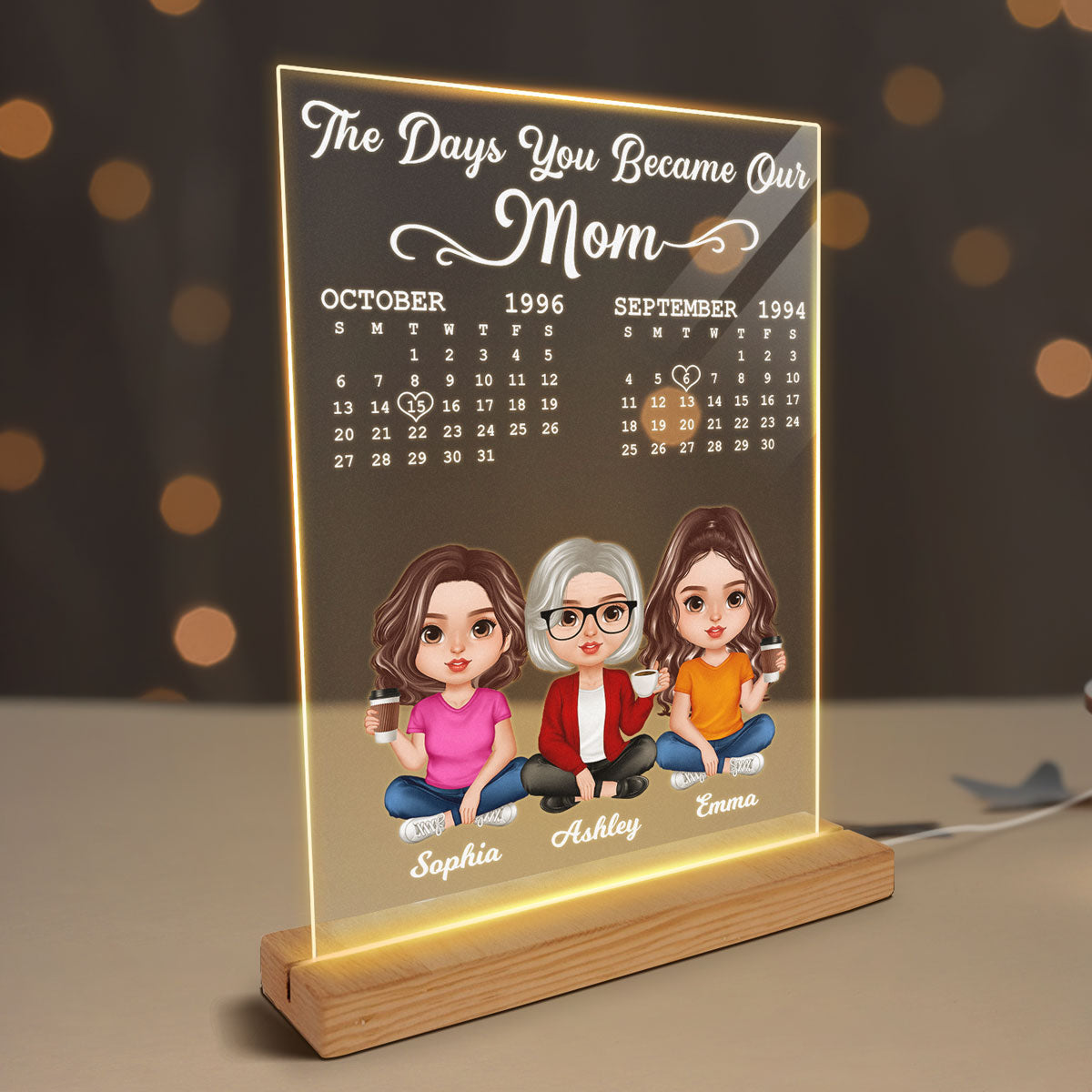 The Day You Became Our Mom Personalized Acrylic LED Night Light
