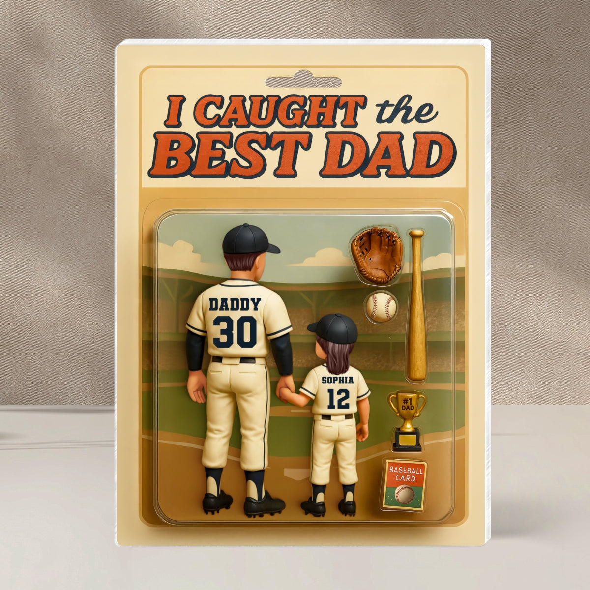 We Caught the Best Dad, Grandpa Baseball Custom Figure Personalized Acrylic Block Plaque