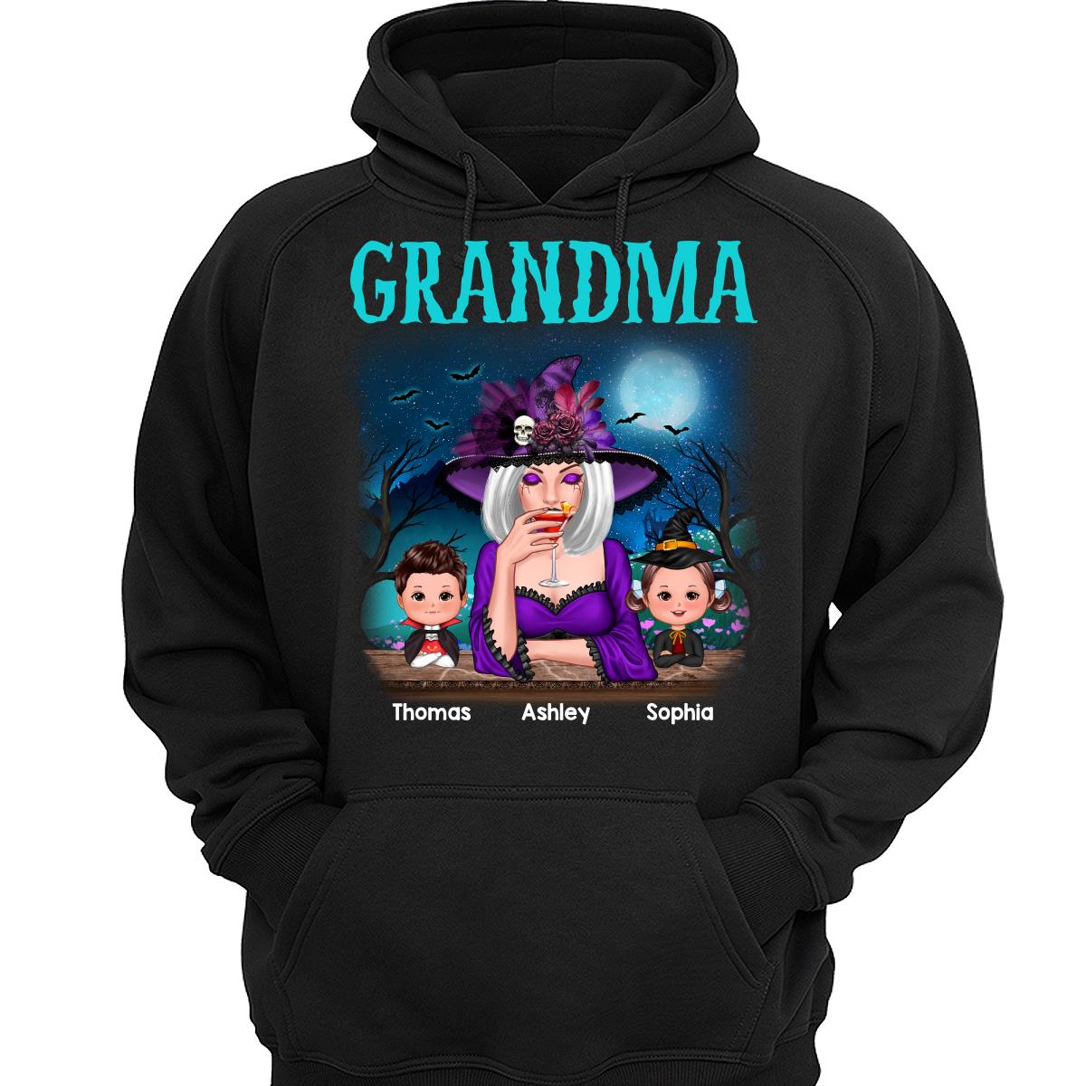 Halloween Grandma Mom And Kids Night Field Personalized Shirt