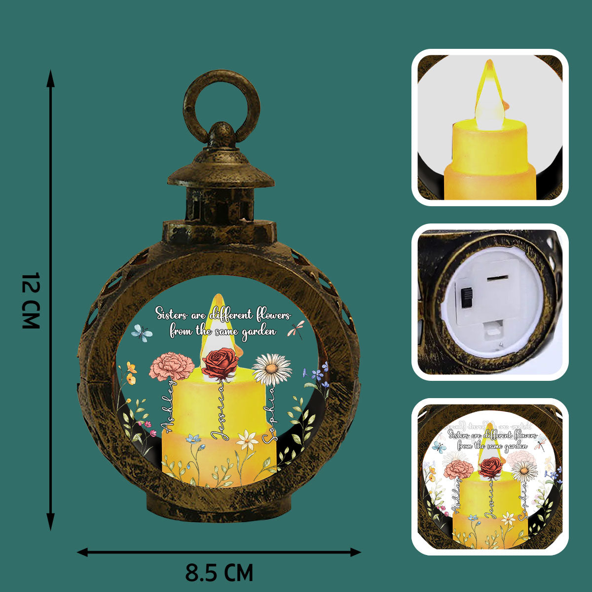 Sisters Are Different Flowers From The Same Garden Personalized Lantern Ornament, Christmas Gift For Sisters, Siblings, Besties