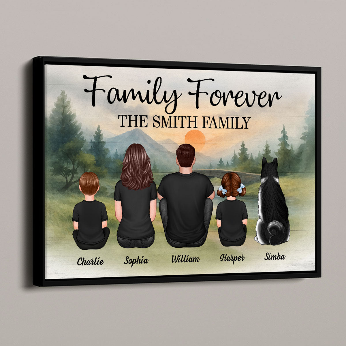 Mountain Landscape Family Forever Personalized Poster, Gift For Family, Dad, Mom