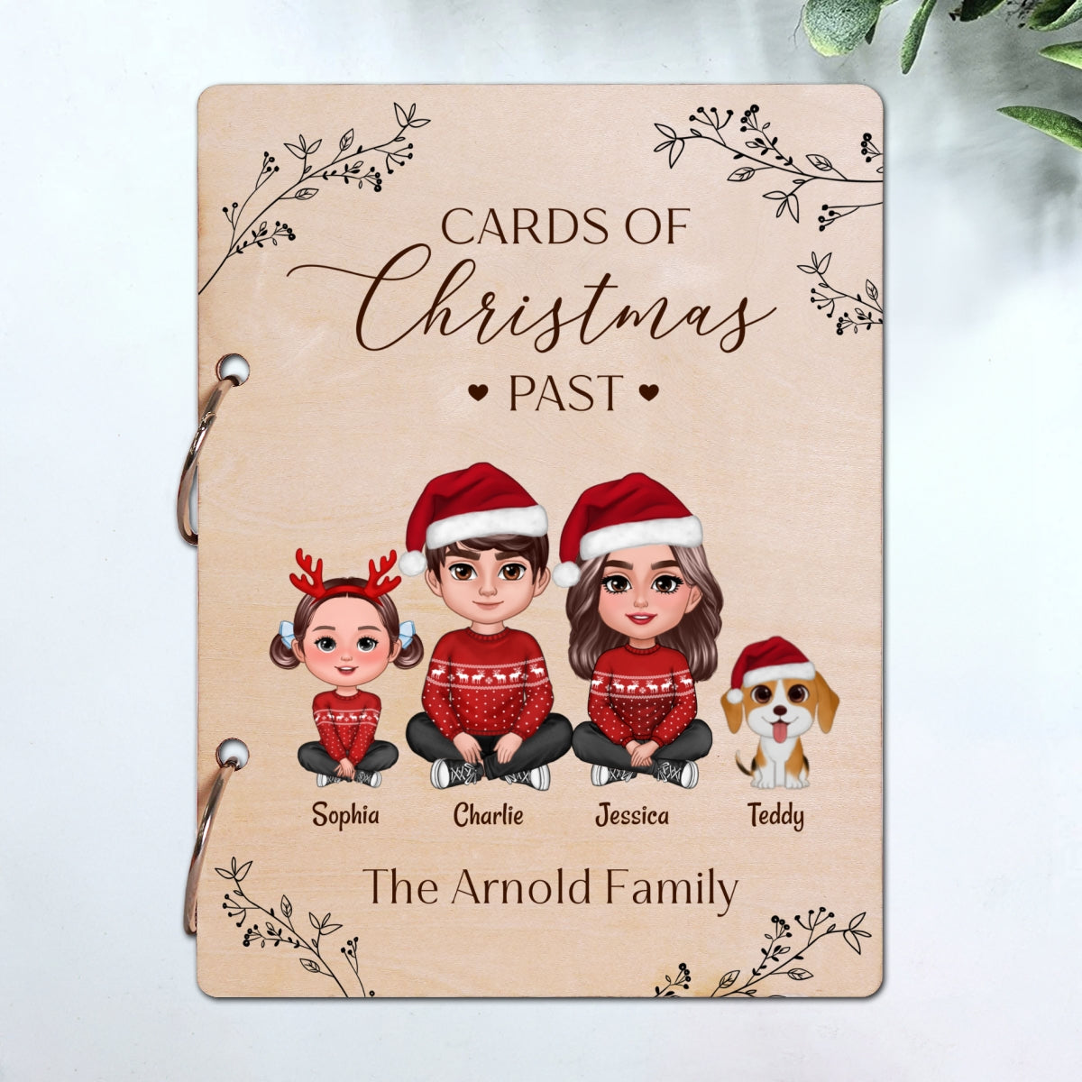Family Crossed Legs Christmas Card Storage Personalized Christmas Card Keeper
