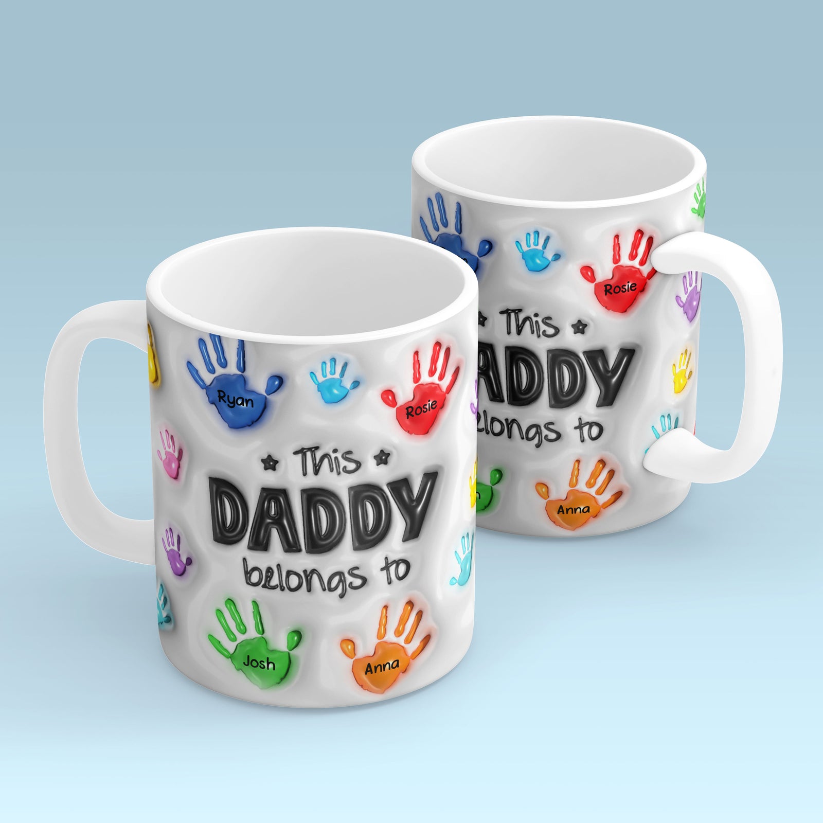 This Daddy Grandpa Belongs To Handprints Personalized 3D Inflated Printed Mug