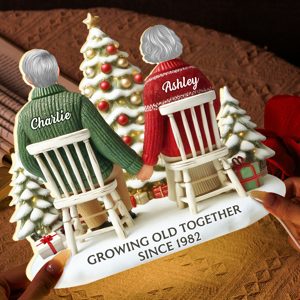 3D Effect Couple Growing Old Together - Personalized Light Box