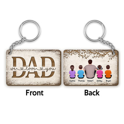Wooden Tree Dad We Love You Personalized Wooden Keychain