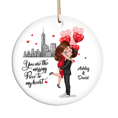 The Missing Piece To My Heart Couple Personalized Circle Ornament