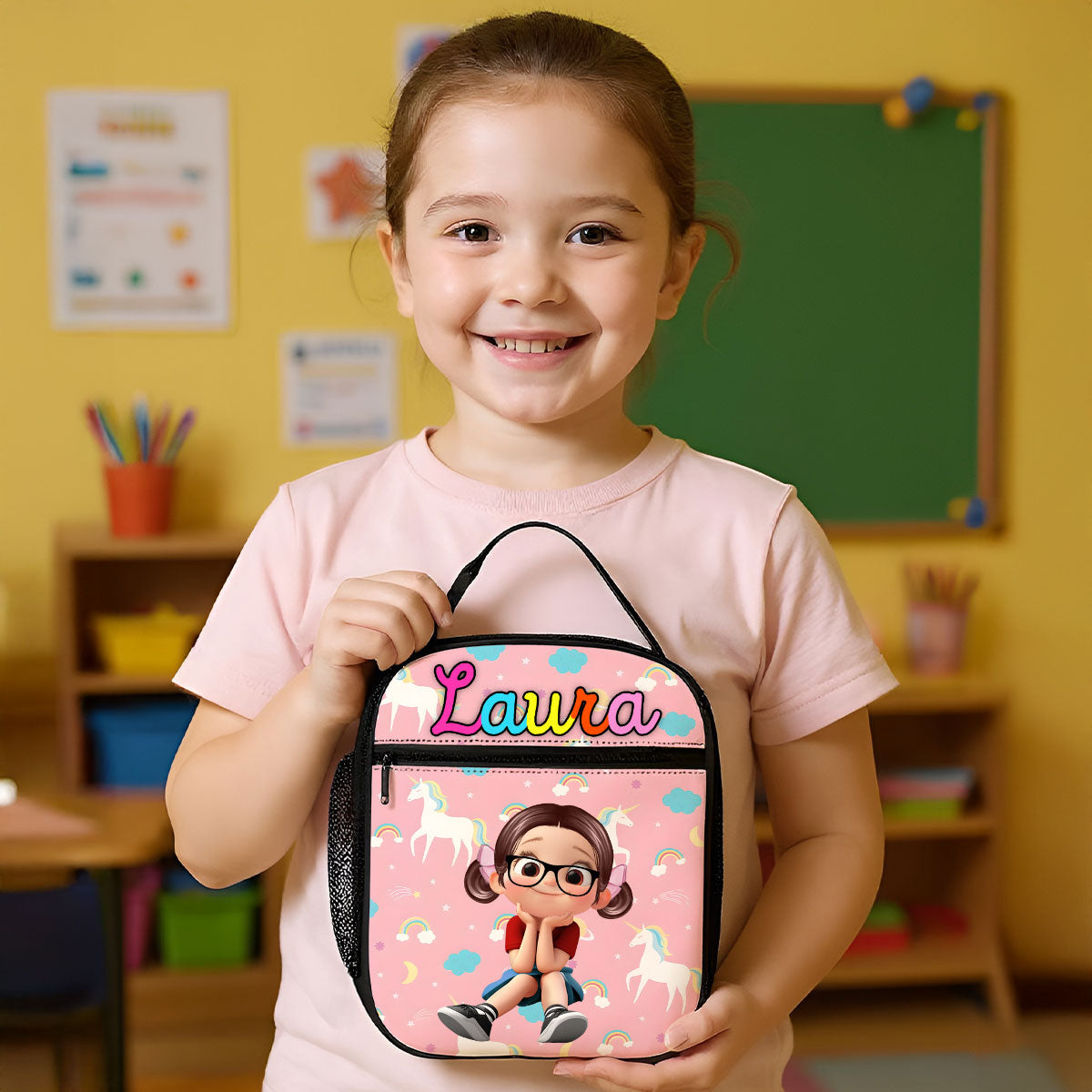 Personalized Insulated Kid Lunch Bag, Back to School Meal Tote Kit for Girls, Boys