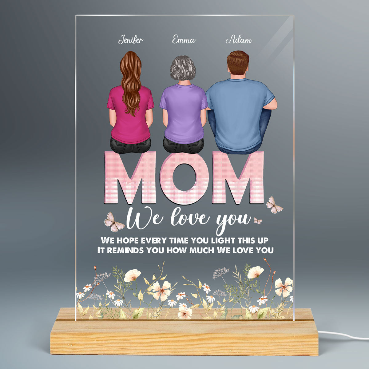 Mom Light This Up Reminds We Love You Personalized Rectangle Acrylic Plaque With LED Night Light - Gift For Mom