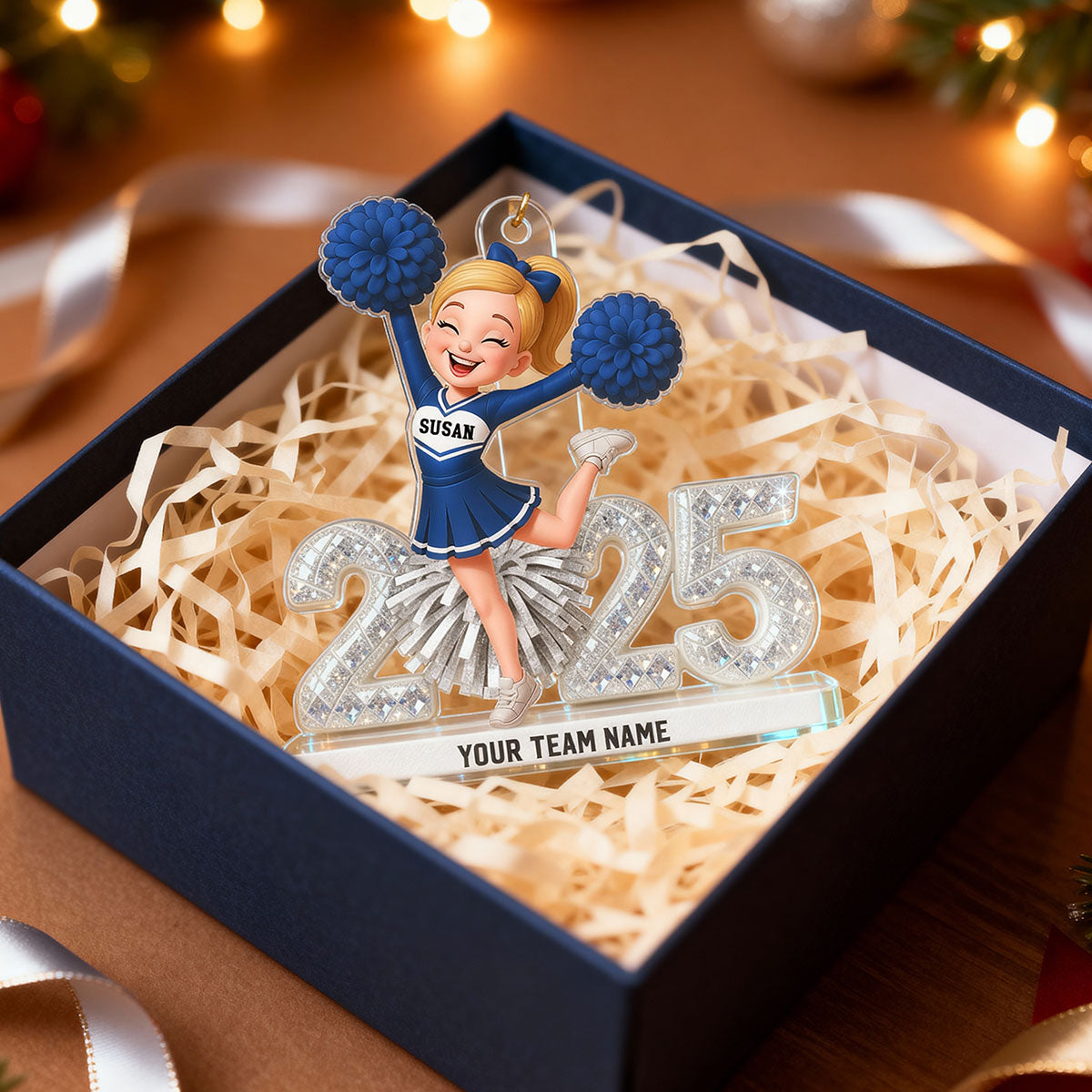 3D Shining Effect Cheerleader - Personalized Acrylic Car Hanger - Gift For Cheerleaders