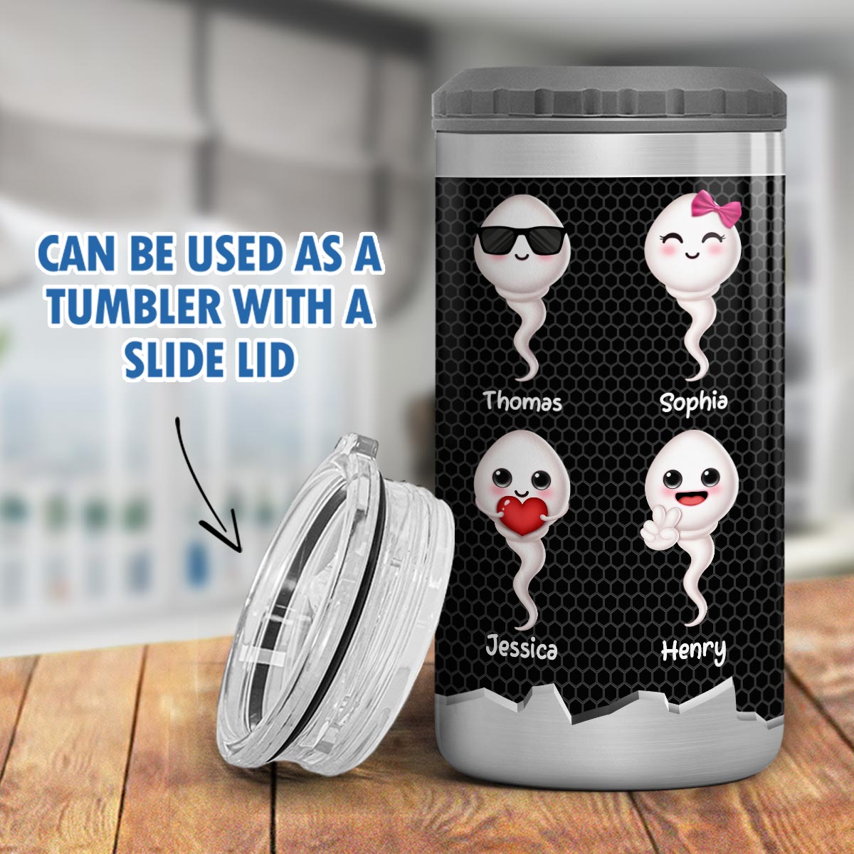 We Used To Live In Your Ball Cute Little Kids Personalized 4 In 1 Can Cooler, Father‘s Day Gift For Dad