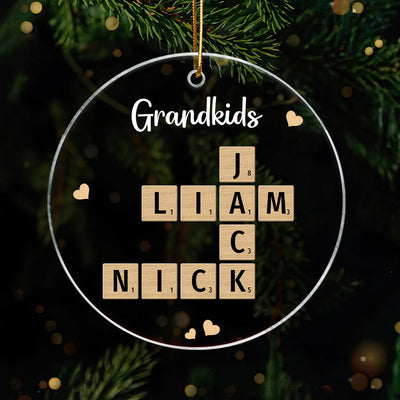 Grandkids Crossword Puzzle Art Personalized Acrylic Ornament, Christmas Gift For Grandma, Gift For Mom