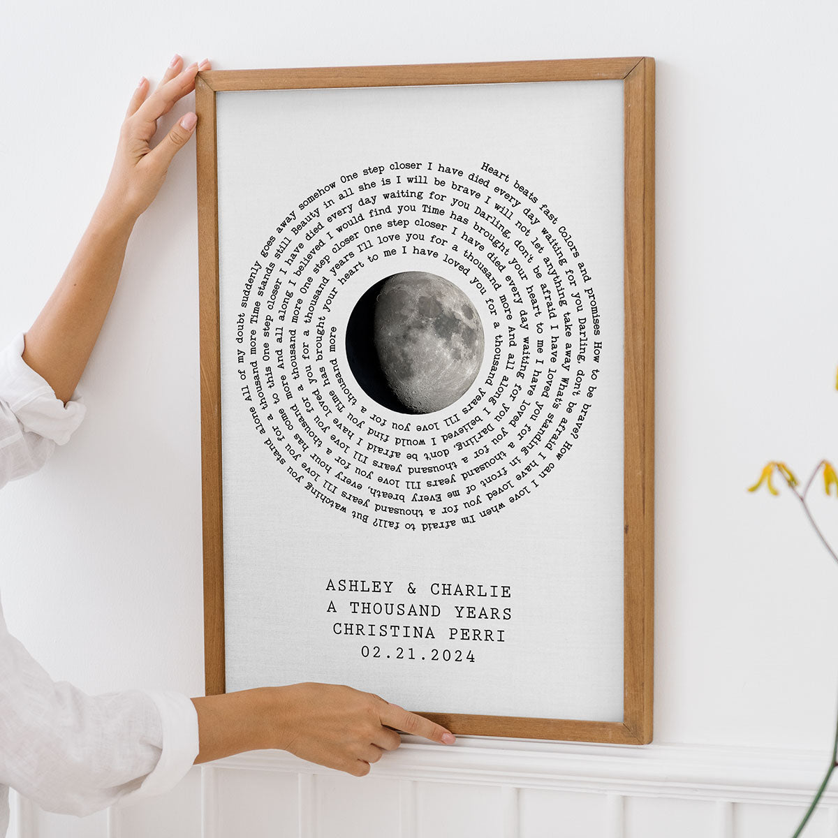 Couple Custom Moon Phase Anniversary Date Favorite Song Lyrics Vinyl Record Personalized Poster, Anniversary Gift, Wedding Gift For Couple