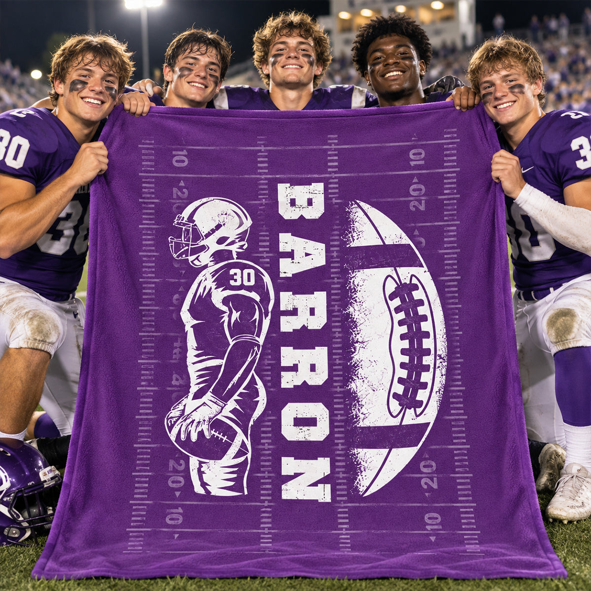 Custom Football Senior Player - Personalized Fleece Blanket - Senior Night Gift, Christmas Gift for Son, Grandson