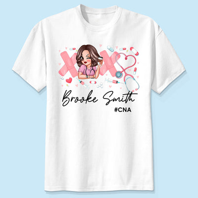 Pink Coquette XOXO Nurse Personalized Shirt, Birthday  Gift For Nurse Wife, Girlfriend, Bestie