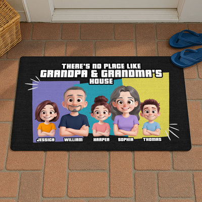 Cute Cartoon There's No Place Like Grandpa Grandma Grandparents House Personalized Doormat