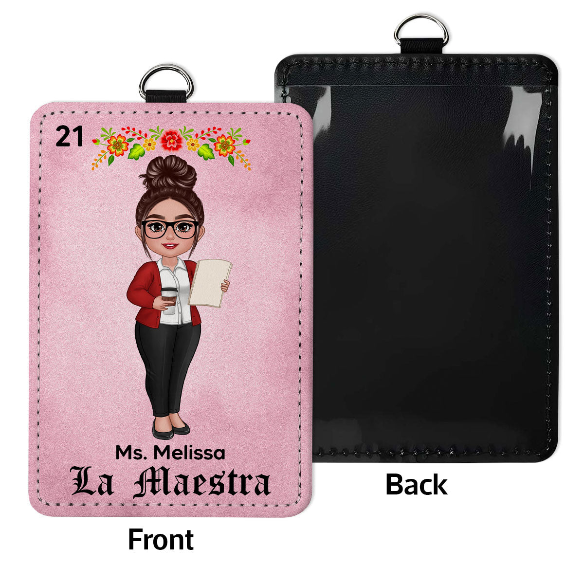 Teacher La Maestra Personalized ID Badge Holder, Back To School Gift For Teacher