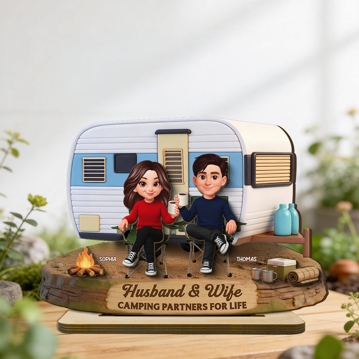 Eternal Love Couple Camping Partners For Life - Personalized 2-Layered Wooden Plaque - Valentine's Day Gift For Couple, For Campers