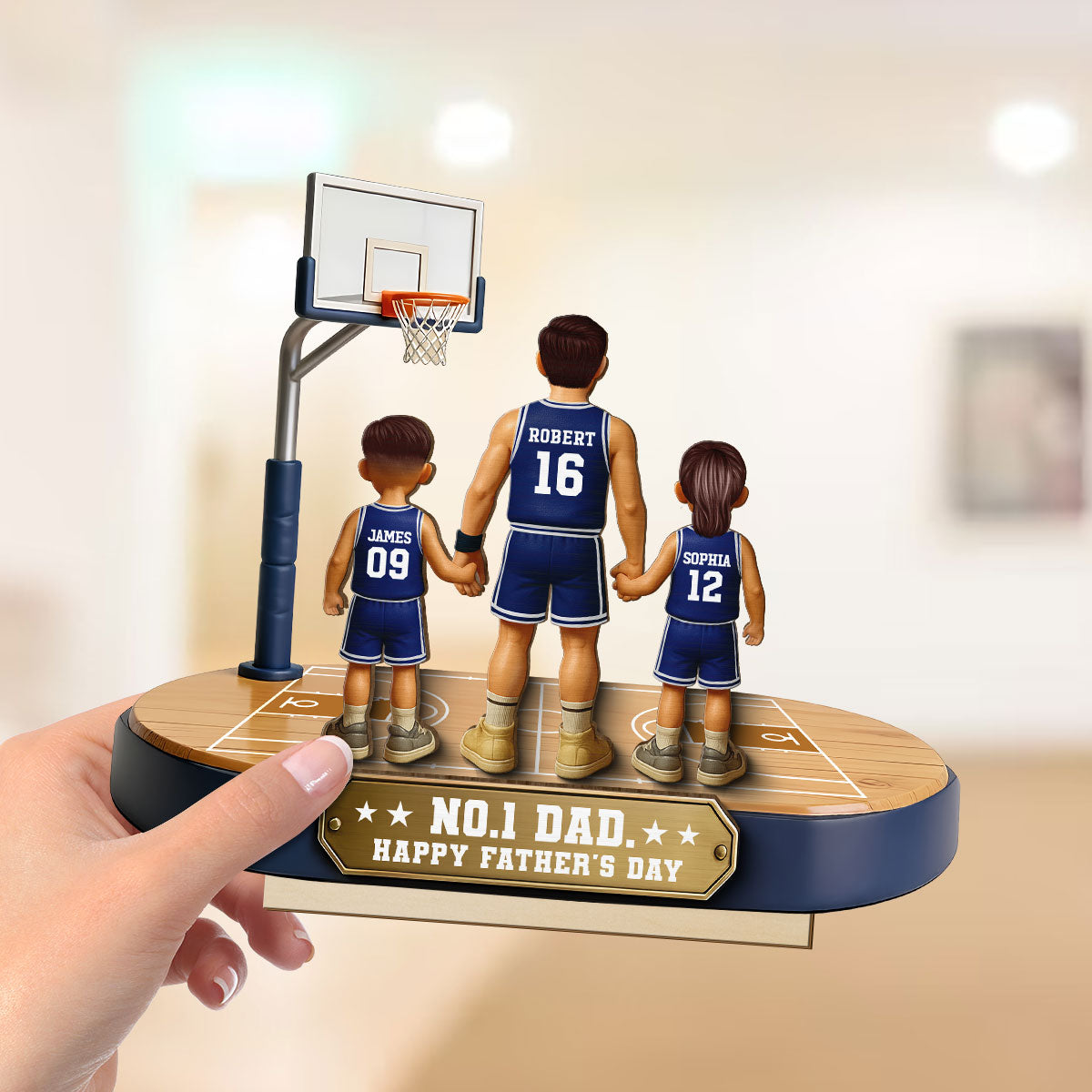 Daddy's Basketball Dream Team - Personalized 2-Layered Wooden Plaque - Father's Day Gift For Basketball Dad