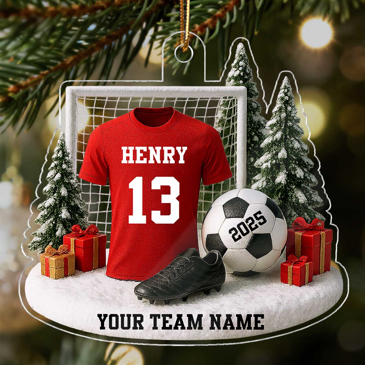 3D Effect Soccer Player Soccer Team Uniform - Personalized Acrylic Ornament - Gift For Soccer Lovers, Soccer Team
