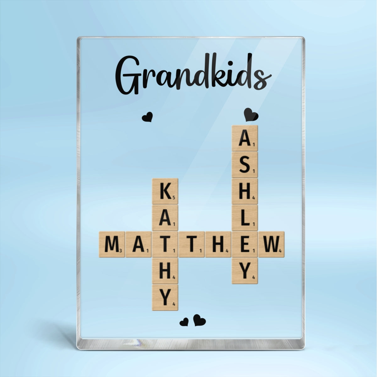 Grandkids Crossword Puzzle Art Personalized Acrylic Block Plaque, Gift For Grandma, Gift For Mom