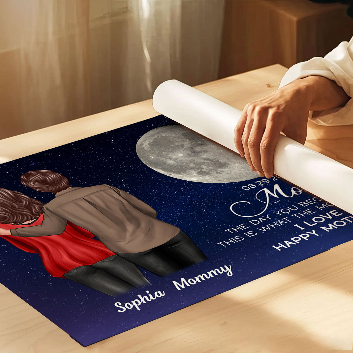 Custom Birthday Moon Phase The Day You Became My Mom Personalized Poster, Gift For Mom