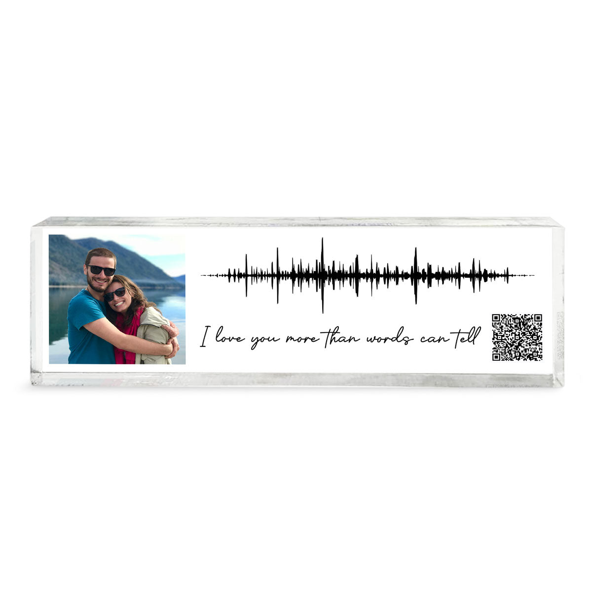 Sound Wave Art, Voice Recording Gift Photo Inserted QR Code Personalized Acrylic Block Plaque