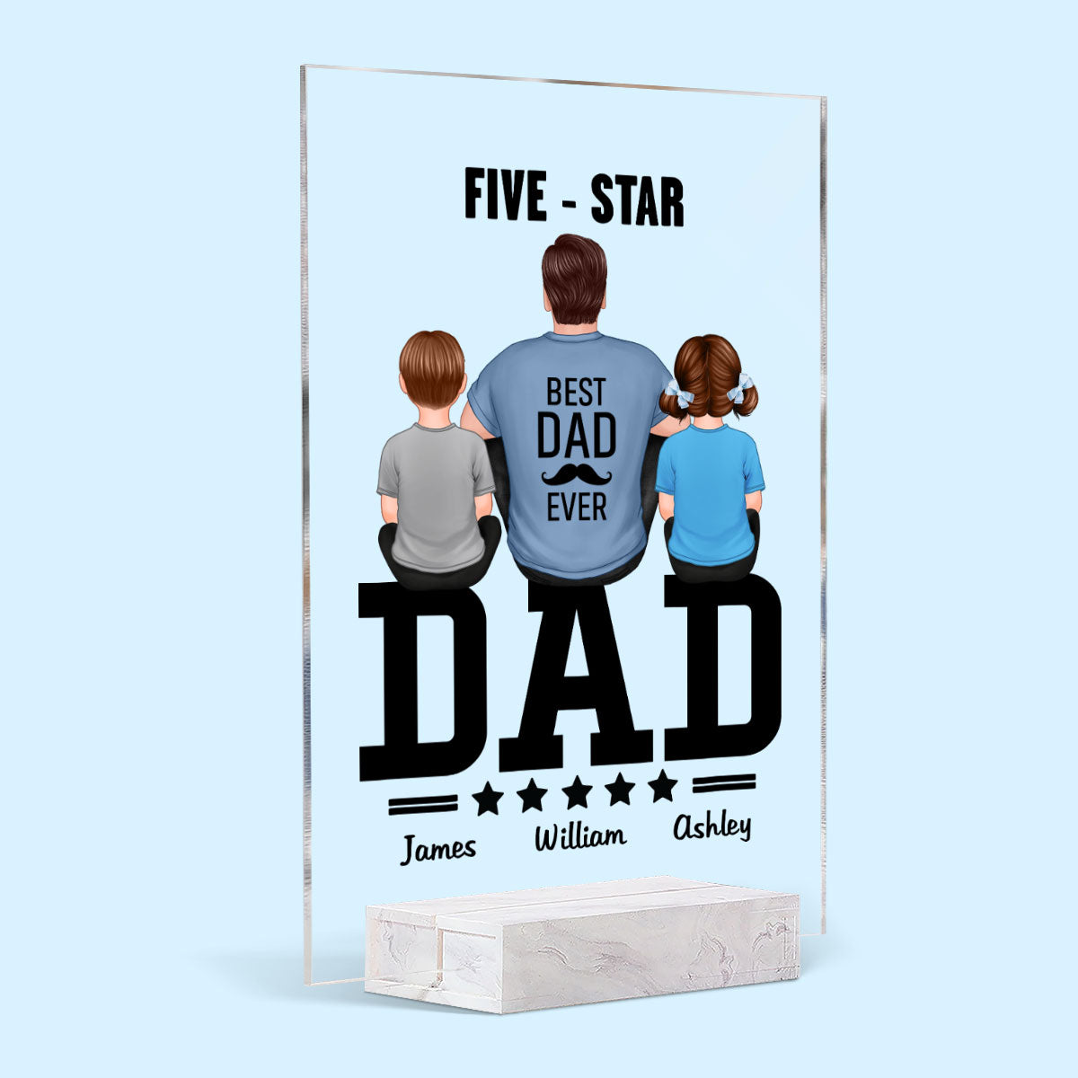 Five - Star Dad Back View Dad And Kids Personalized Acrylic Plaque