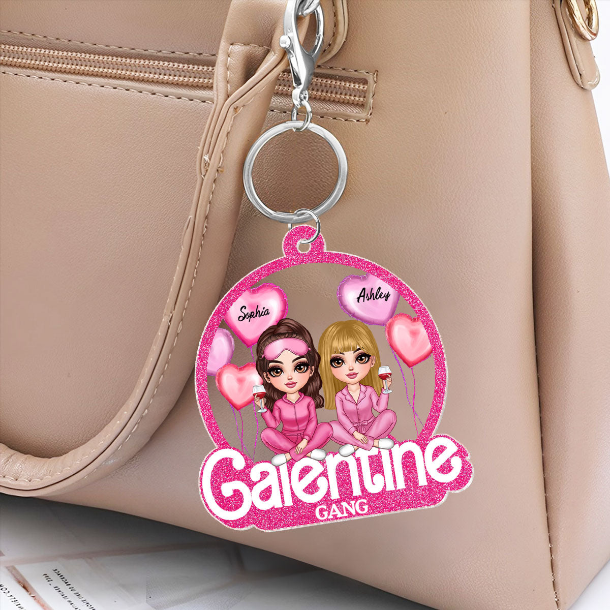 Galentine Gang Partners In Crime Pretty Girls Personalized Acrylic Keychain,  Gift, Social Club, Besties Gift