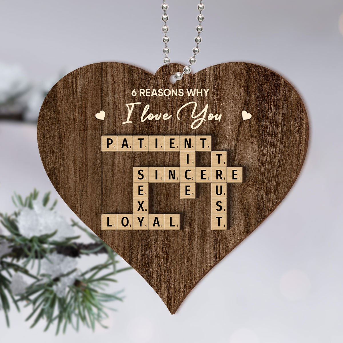 Reasons Why I Love You Personalized 2-Layered Wooden Ornament, Anniversary, Birthday, Christmas Gift for Boyfriend, Husband