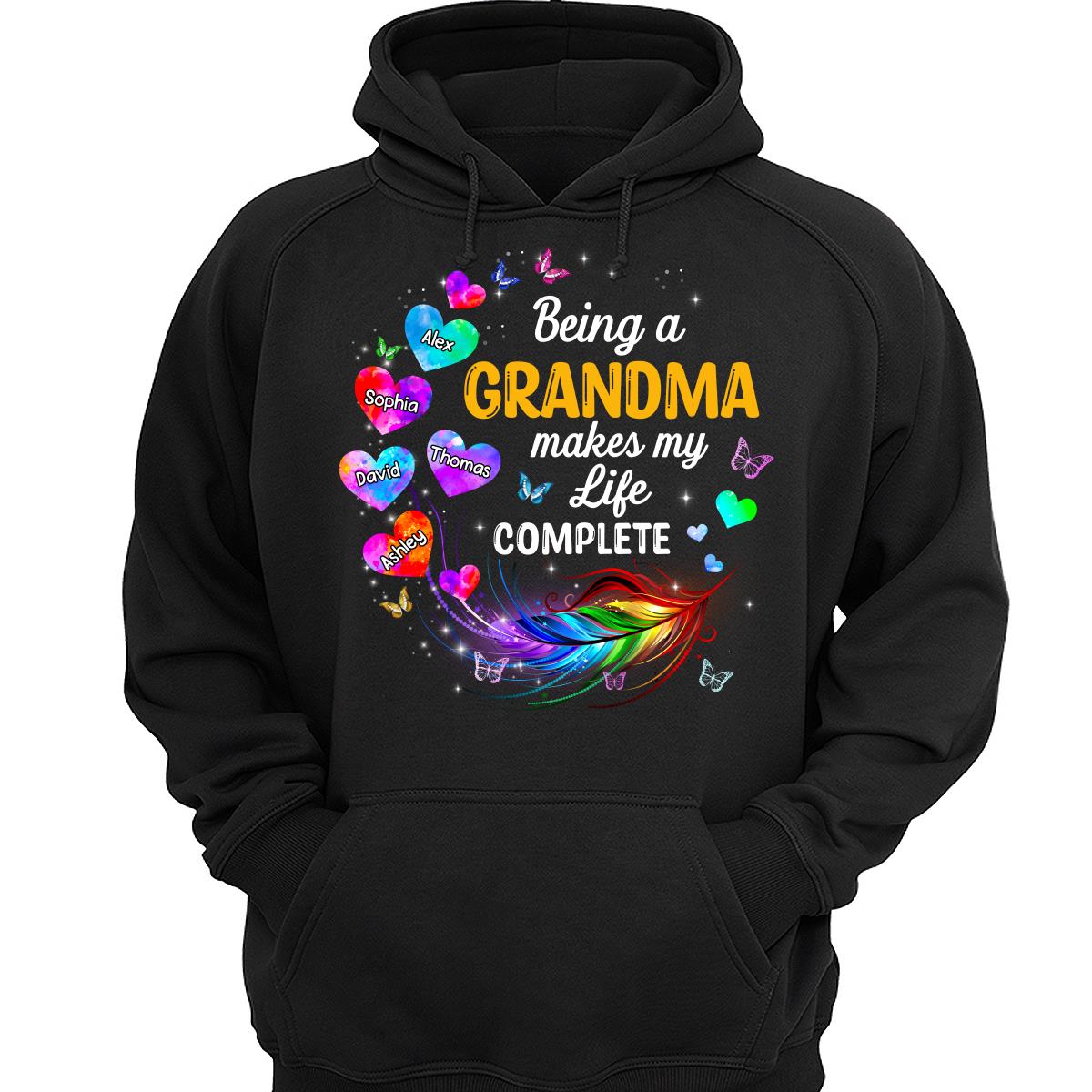 Colorful Feather Hearts Grandma Mom Personalized Shirt