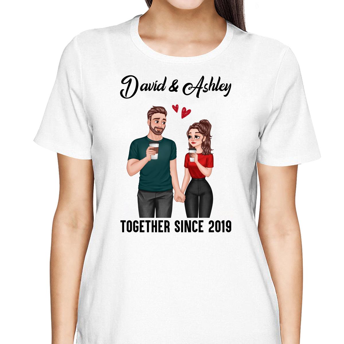 Cartoon Couple Hand In Hand Together Since Personalized Shirt
