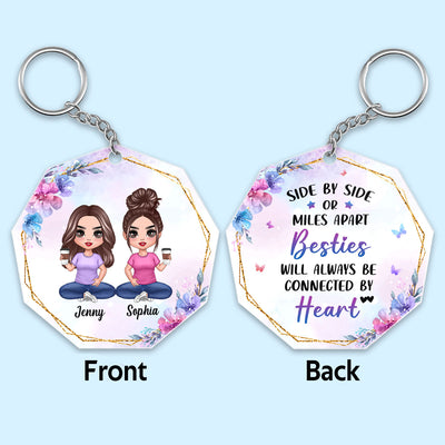 Best Friends Close At Heart Doll Besties Sitting Personalized Acrylic Keychain