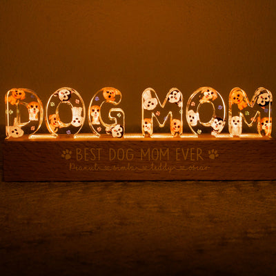 Dog Mom Watercolor Cute Dogs Personalized LED Night Light
