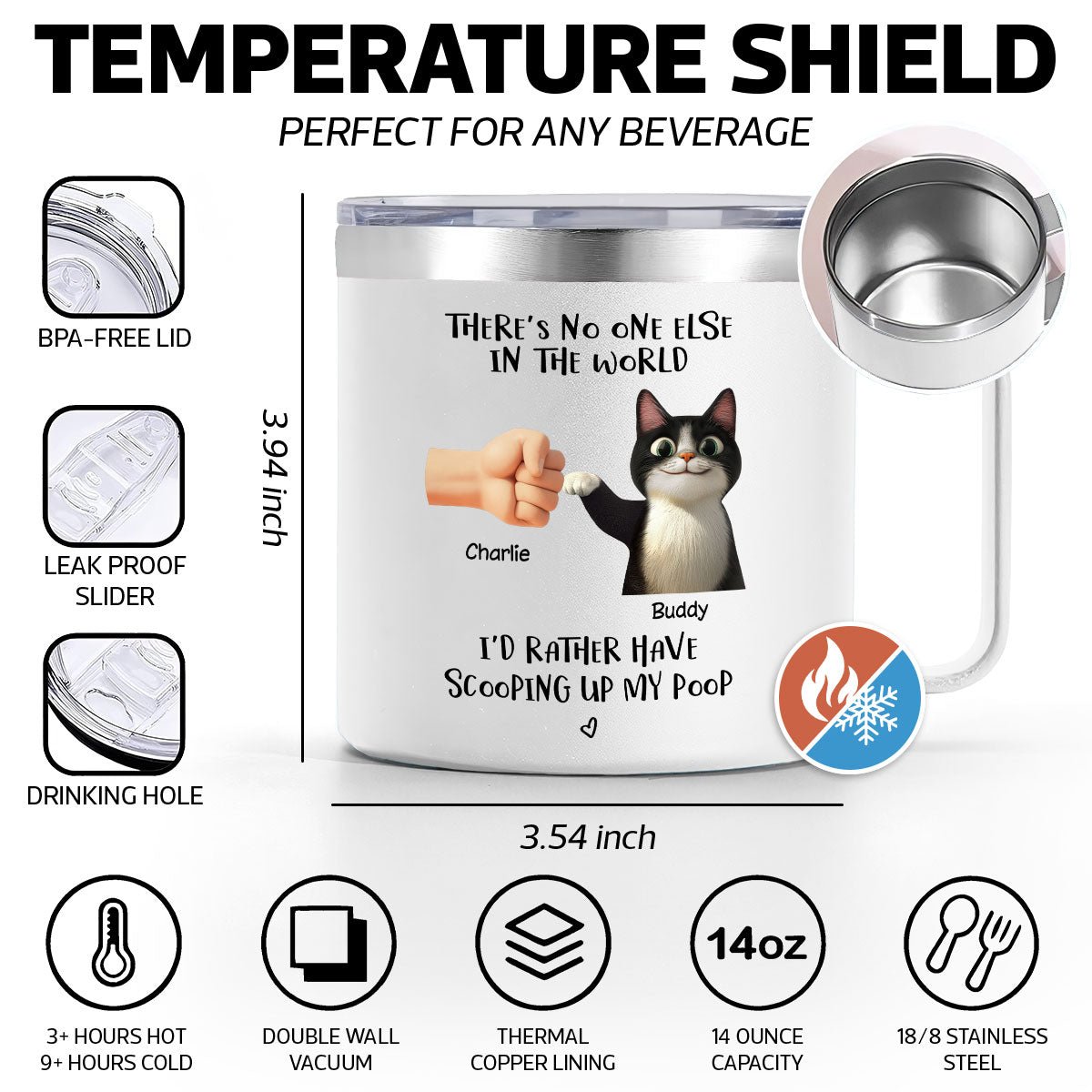 There's No One Else I'd Father Scooping Up My Poop Cat Dad, Personalized Stainless Steel Tumbler With Handle