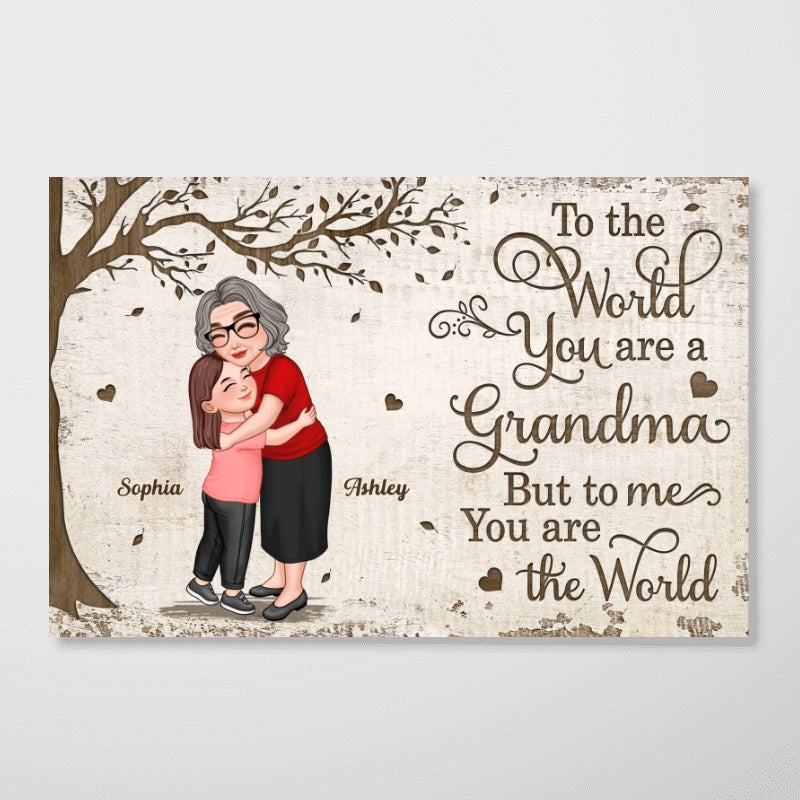 Grandma Mom Hugging Kid Under Tree Personalized Poster, Gift For Mom, For Grandma