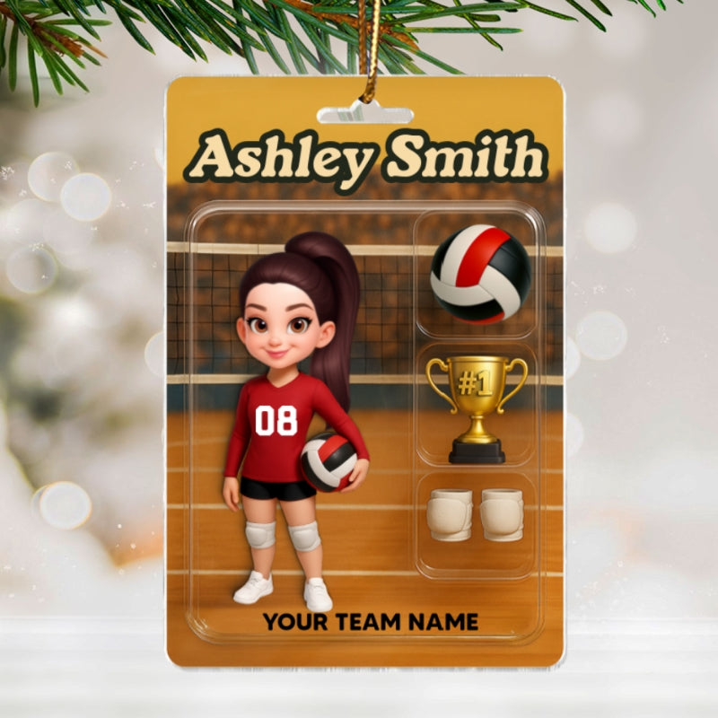 3D Effect Volleyball Player Custom Figure - Personalized Acrylic Ornament - Christmas Gift For Volleyball Players