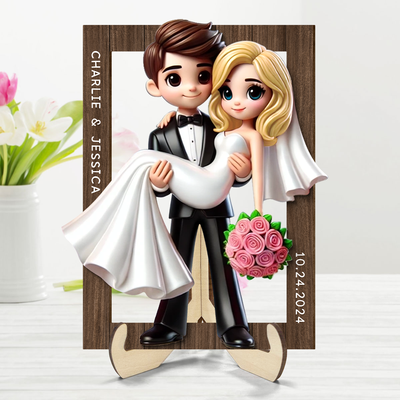 Personalized Mr Mrs First Year Married Couple Personalized 2-Layered Wooden Plaque, Gift for him, Gift for her