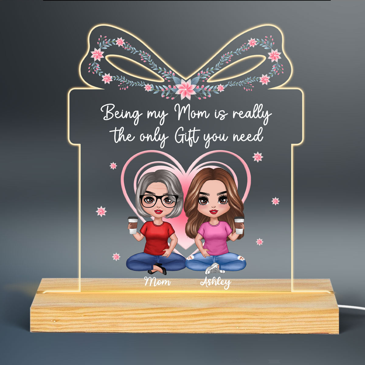 Doll Mother And Daughters Being Mom Only Gift You Need Gift For Mom Personalized Custom Shape LED Night Light