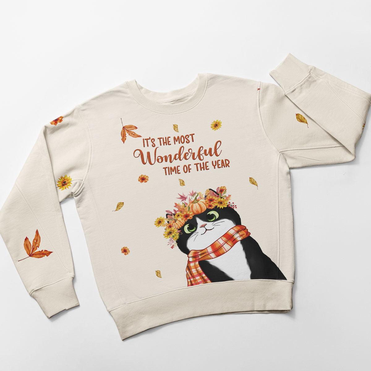 Hello Fall Cute Peeking Cats Fall Season Personalized Sweatshirt, Purrfect Gift for Cat Lover