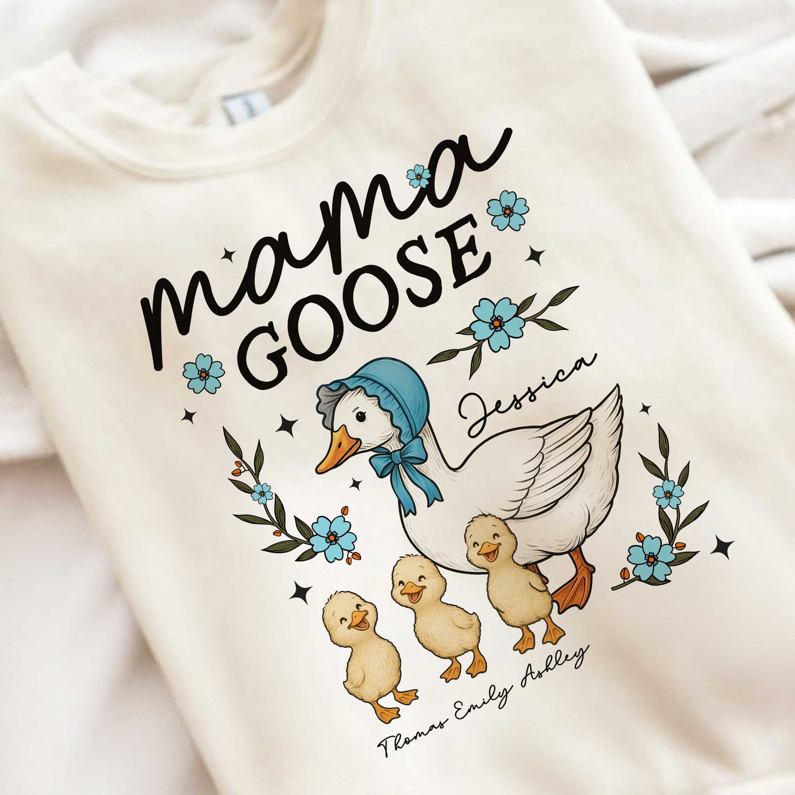 Mama Goose Floral Personalized Shirt, Gift For Mom, Grandma