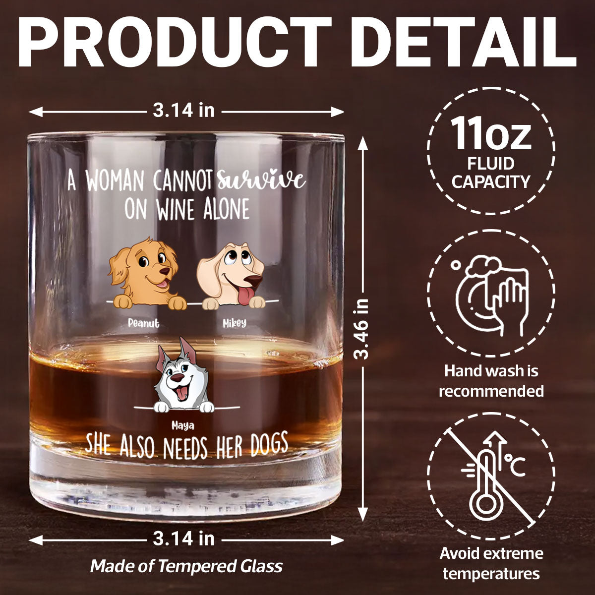 A Woman Cannot Survive On Wine Alone, She Also Needs Dogs Personalized Wine Glass, Gift for Dog Mom