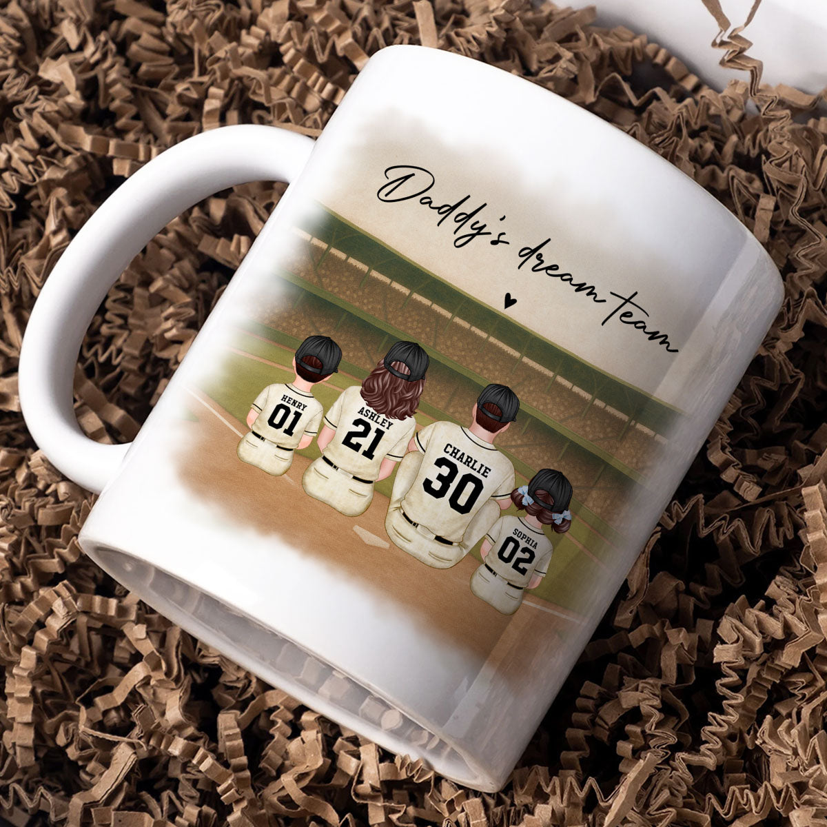 Retro Vintage Baseball Daddy's Dream Team Mug, Gift For Dad